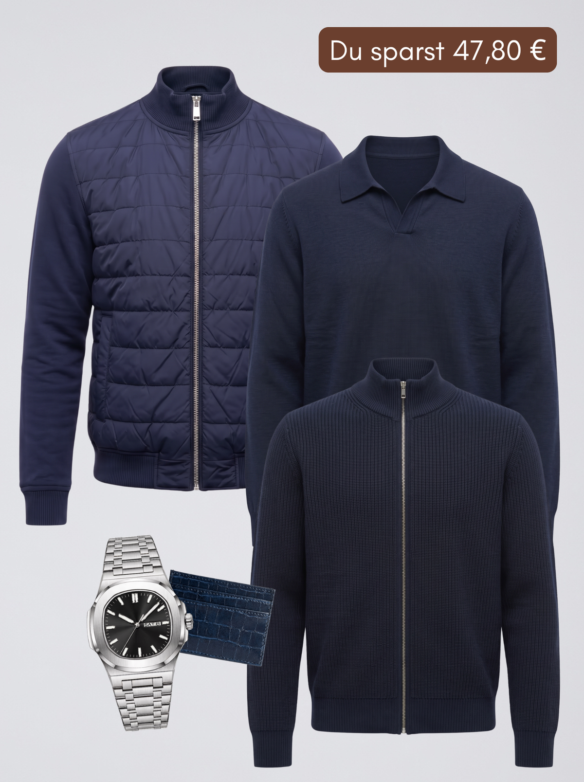 Cardigan Navy + Polo Navy + Genova Jacke