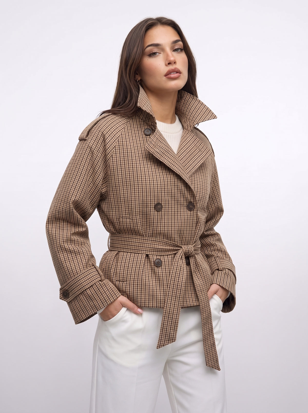 Trenchcoat mit Karomuster