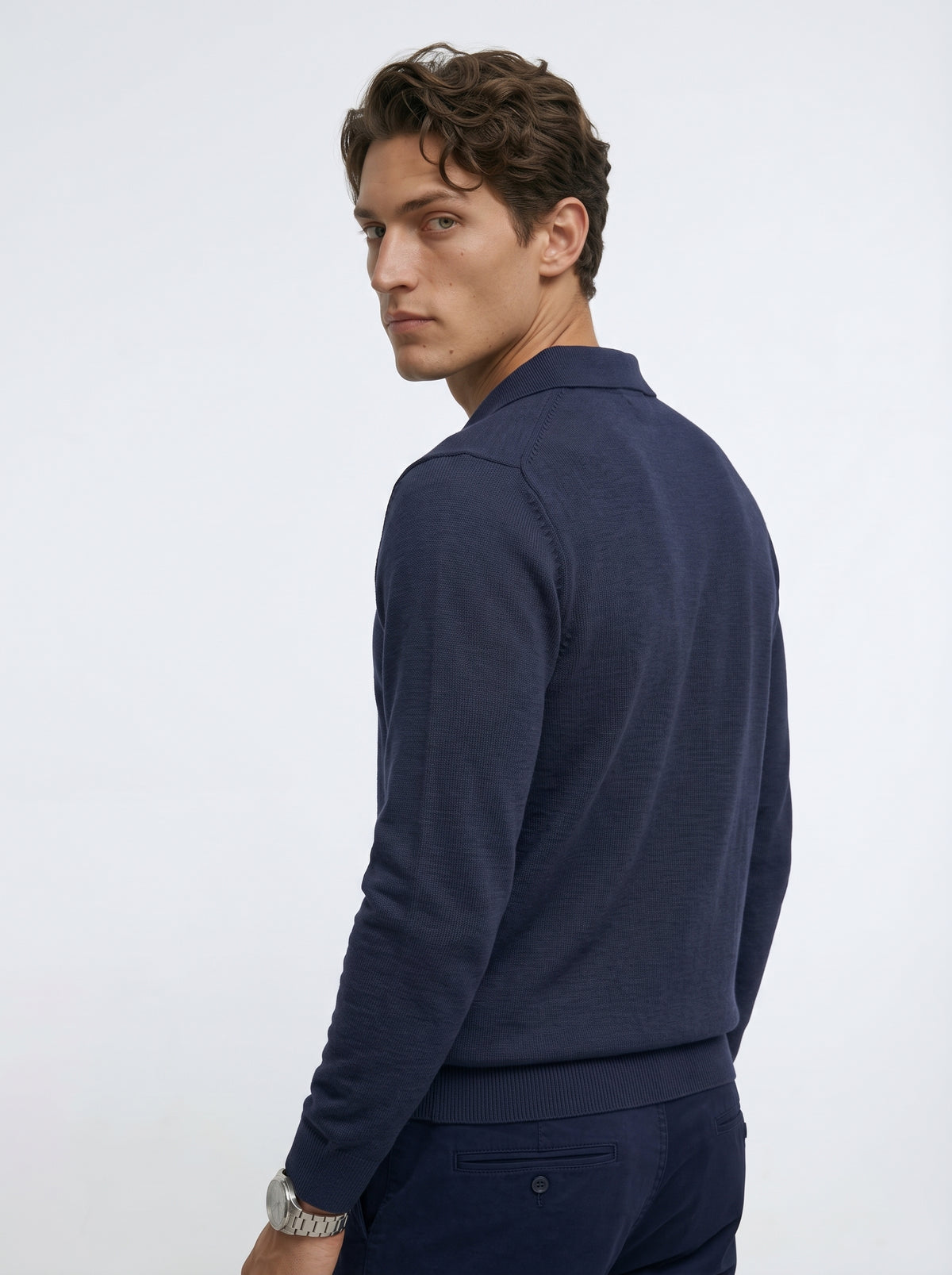 Langarm Polo Navy