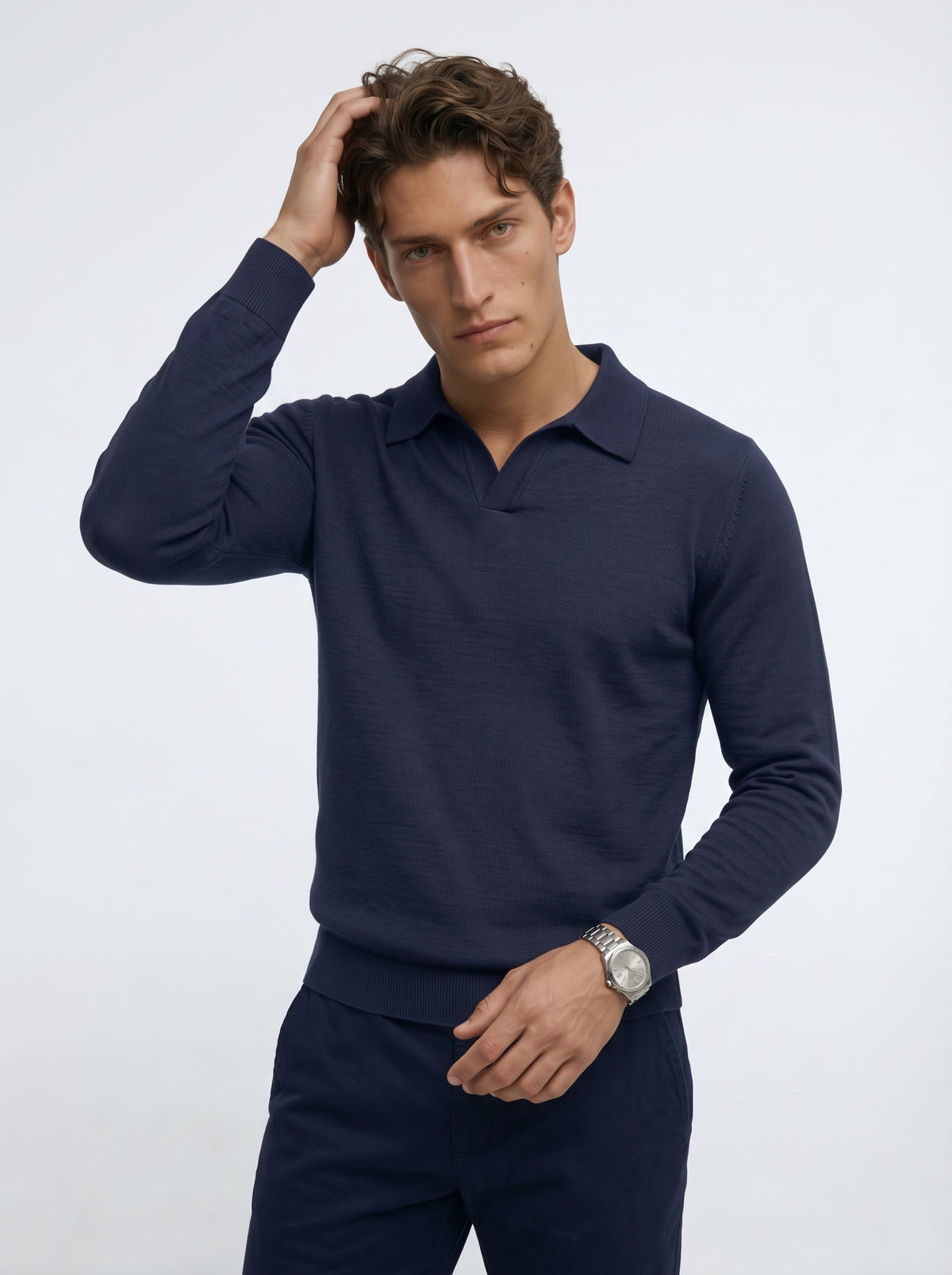 Langarm Polo Navy