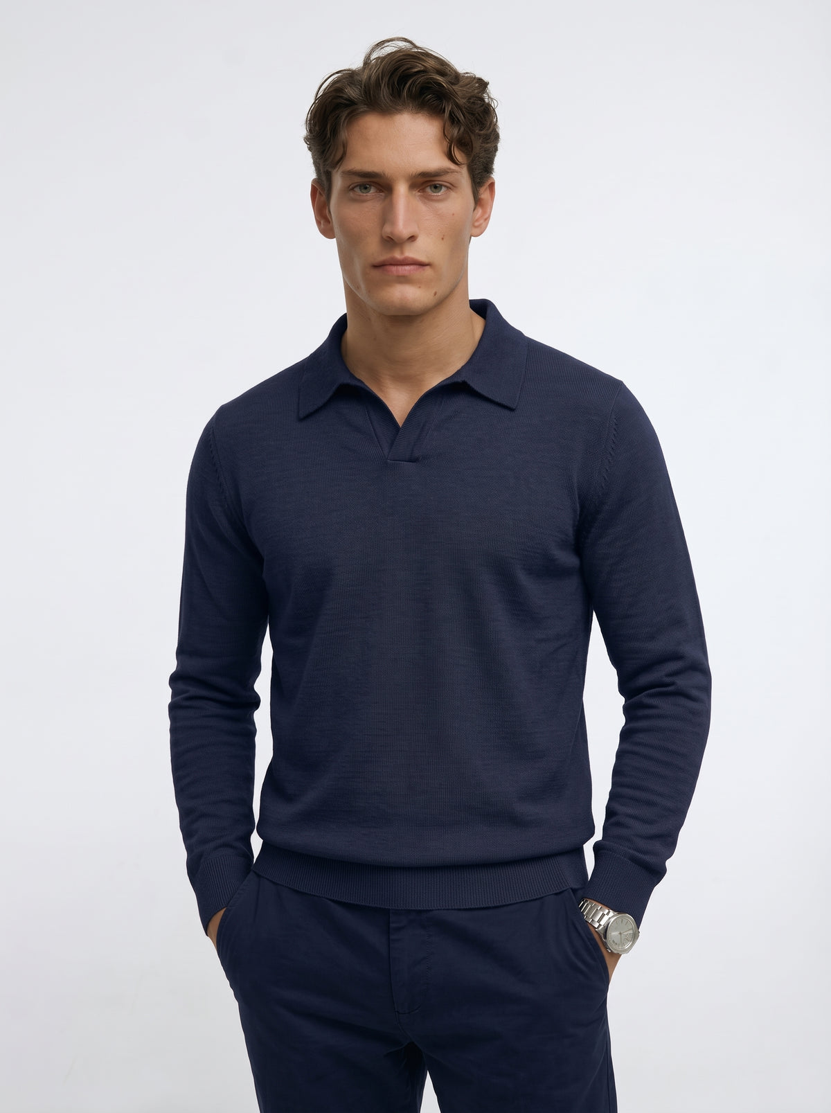 Langarm Polo Navy